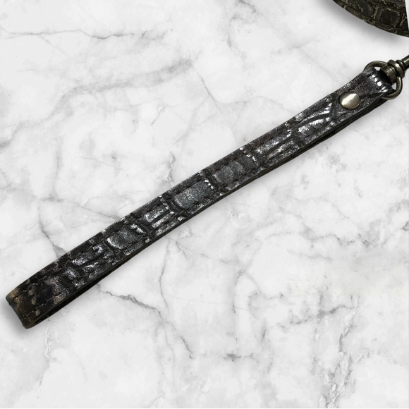 PATRICIA NASH Apricale Leather Convertible Croc Crossbody Purse Black Sliver - Picture 9 of 11